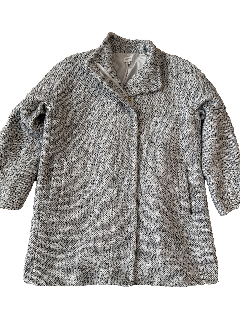 J. Crew Boucle City Coat Black White Speckled Size 16 XXL Classic Dressy Jacket